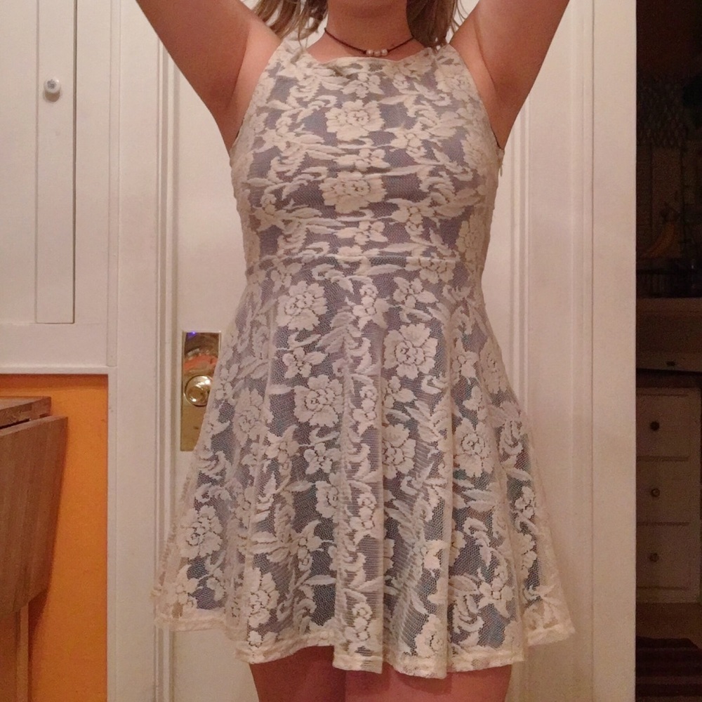 Blue and white floral dress